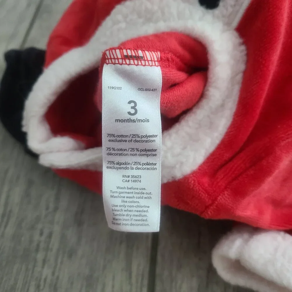Carter’s Baby Girl Red Santa Velour Footed Holiday Sleeper Size 3M